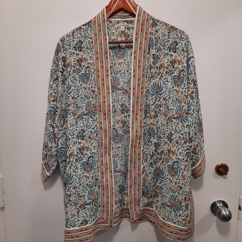 NWOT Max Studio Kimono White/Blue, Size S